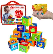 magdum 12 bloques construccion niños - Juguetes bebes 1 año - Juguetes bebes 6-12 meses - Bloques construccion bebe - Cubos apilables bebe - Mesa