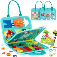 hahaland Busy Board Montessori 2 años - Tablero Sensorial de Actividades Juguetes Montessori para Niños 2 años, Regalos para Niños Cumpleaños 1 2 3