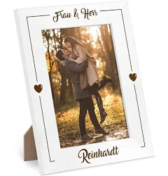 Maverton A5 Fotorahmen mit Gravur - Familien Bilderrahmen für Fotos 15x21 - zum Aufstellen und Aufhängen - für Paare - zum Hochzeitstag - zur Hochzeit