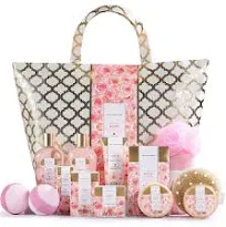 Spa Luxetique Coffret de Bain et de Soins, Coffret Cadeau pour Femme, 15 Pièces, Parfum de Rose, Bombes de Bain, Cadeau de Fête des Mères et d’