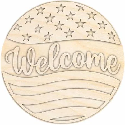 Wood Stars and Stripes Welcome Door Sign Kit