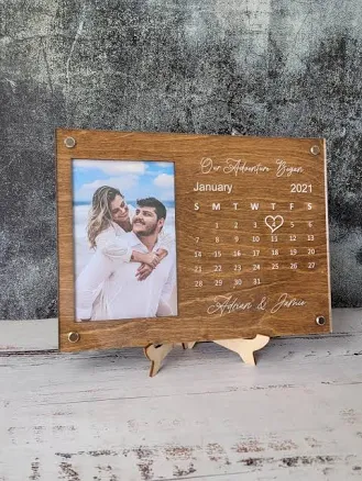 Personalized Couples Picture Frame with Calendar