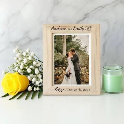 Custom Engraved Wedding and Anniversary Picture Frame - Personalized Gift for Newlyweds