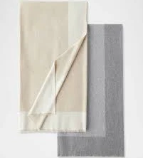 Sofia Cashmere Border Stripe Double-Face Throw Blanket