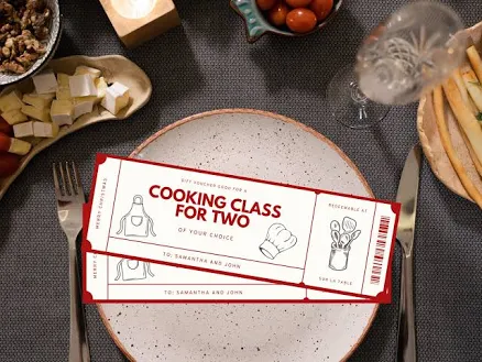 Cooking Class Voucher Template, Editable Ticket, Custom Cooking Lessons Gift Certificate Coupon