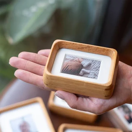 Personalized Teak & Walnut Wood Photo Frame - Custom Gift for Father