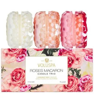 Voluspa Roses Macaron Candle Trio Gift Set