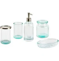 Beliani Conjunto de 5 accesorios de baño de Vidrio Verde menta/plateado Amarga