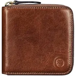 Maxwell Scott Bags Cartera de cuero italiano con cremallera para hombre en