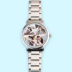 Personalisierte Armbanduhr aus Kunstleder für Männer Zifferblatt mit Foto