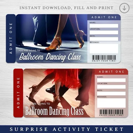 Digital Dance Lessons Surprise Gift Ticket, Ballroom Dance Class Surprise Gift Reveal, Printable Dance Lessons Gift Voucher, Dance Lessons