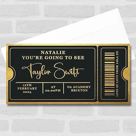 Any Occasion Concert Theatre Show Personalised Surprise Ticket Gift Voucher